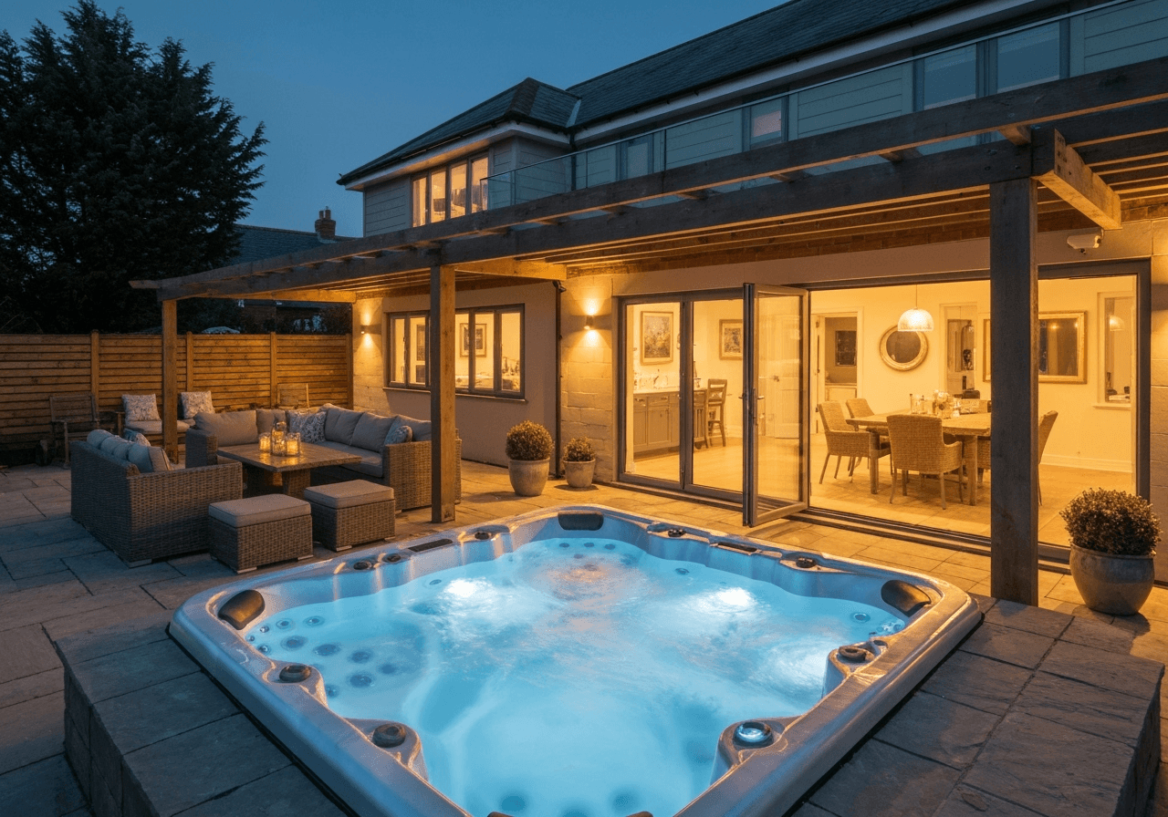 Outdoor entertaining space at a large holiday home